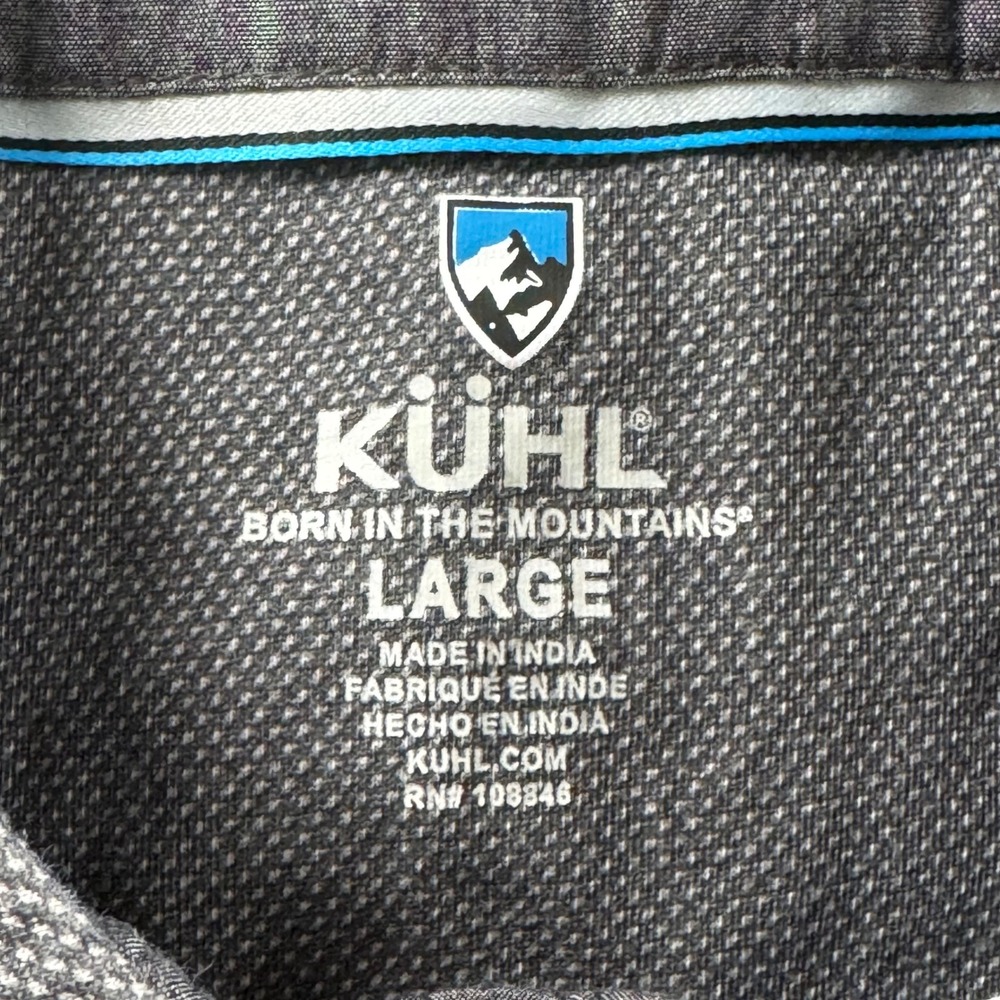 Kuhl Men's Large Gray Organic Cotton Short Sleeve Textured Button Up Shirt 7357 - Picture 5 of 10